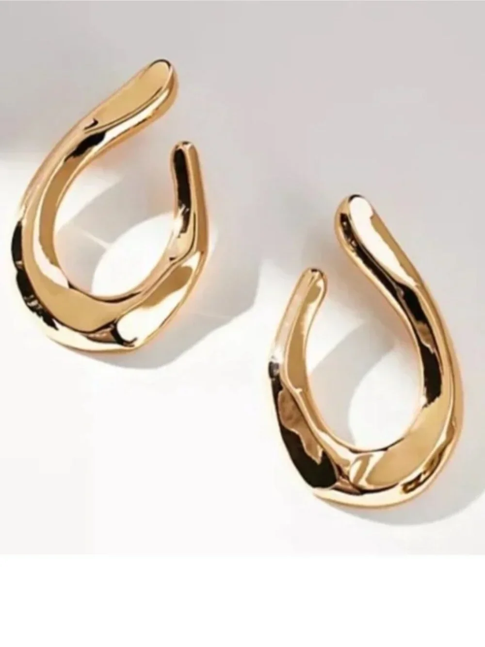 New! Gold Organic Teardrop Large Post Earrings NWOT